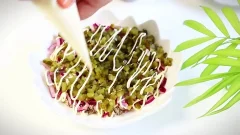 Нежный Салат "Ивушка" с сардиной, огурцом и яйцами