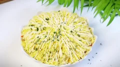 Нежный Салат "Ивушка" с сардиной, огурцом и яйцами