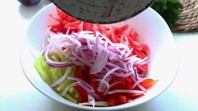 a bowl of chopped vegetables