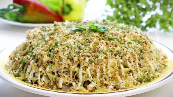 Салат "Сердце Осени" с куриными сердечками и баклажанами