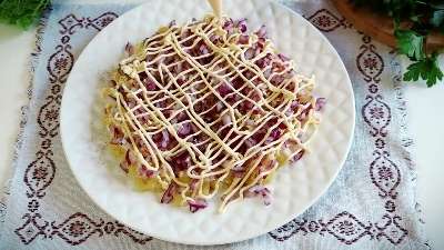 Салат "Курица в перьях" – с куриным филе, пекинской капустой и картофелем 4 Салат "Курица в перьях" – с куриным филе, пекинской капустой и картофелем