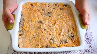 Запеканка из тыквы с куриным фаршем и грибами