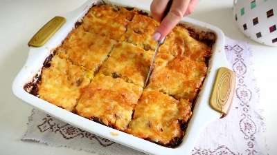 Запеканка из тыквы с куриным фаршем и грибами