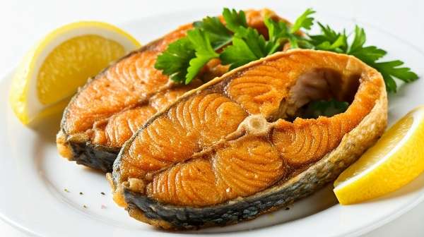 Вкусная красная рыба жареная