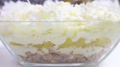 Салат с ананасами, курицей, сыром и яйцом — Нежная Зима 7 Салат с ананасами, курицей, сыром и яйцом — Нежная Зима