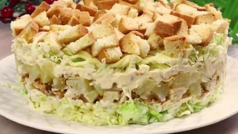 Салат с ананасом, курицей, сыром и пекинской капустой -"Миледи" Королева Вкуса