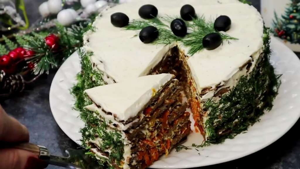Печёночный торт торт с луком и морковью рецепт из 90