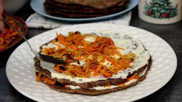 Сборка Печёночный торт торт с луком и морковью
