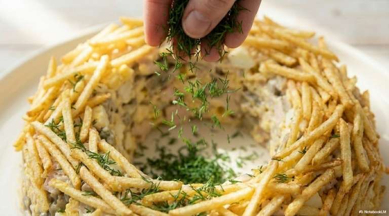 Пасхальный салат "Гнездо" с курицей