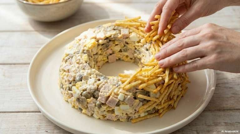Пасхальный салат "Гнездо" с курицей