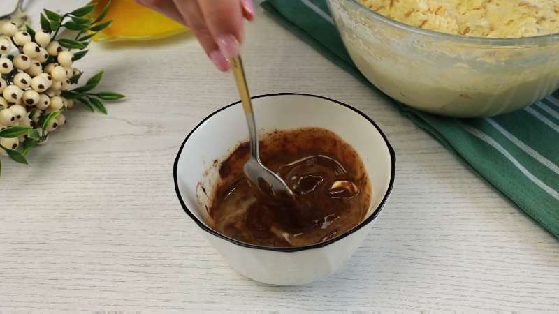 Творожный мраморный кулич с шоколадом и апельсиновой цедрой без дрожжей