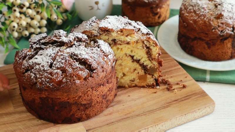 Творожный мраморный кулич с шоколадом и апельсиновой цедрой без дрожжей