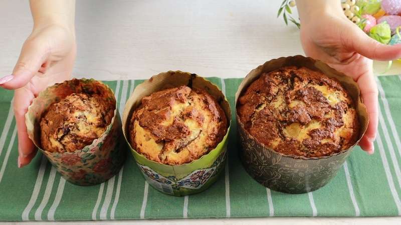Творожный мраморный кулич с шоколадом и апельсиновой цедрой без дрожжей
